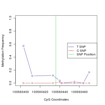 Allele Specific Methylation Frequency Diagram for chr12 100560436 SNP.