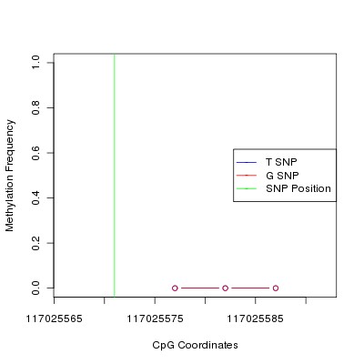 Allele Specific Methylation Frequency Diagram for chr12 117025571 SNP.