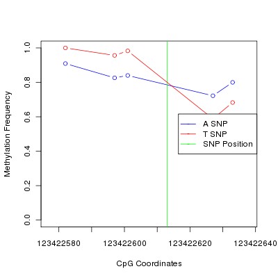 Allele Specific Methylation Frequency Diagram for chr12 123422613 SNP.