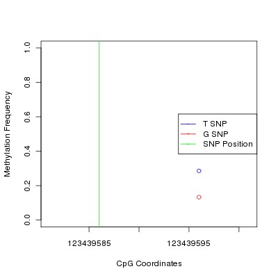 Allele Specific Methylation Frequency Diagram for chr12 123439586 SNP.