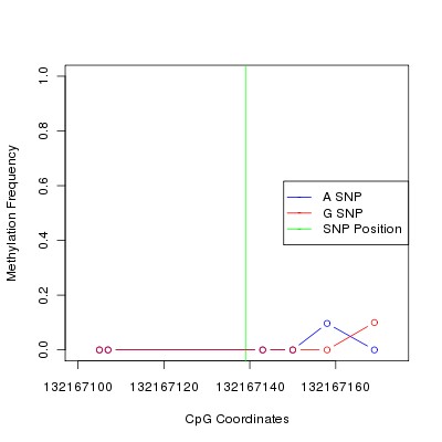 Allele Specific Methylation Frequency Diagram for chr12 132167139 SNP.