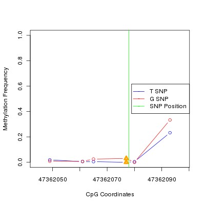 Allele Specific Methylation Frequency Diagram for chr12 47362078 SNP.