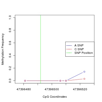 Allele Specific Methylation Frequency Diagram for chr12 47396492 SNP.