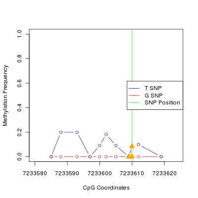 Allele Specific Methylation Frequency Diagram for chr12 7233610 SNP.