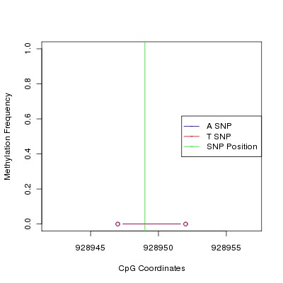 Allele Specific Methylation Frequency Diagram for chr12 928949 SNP.
