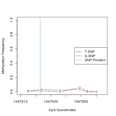 Allele Specific Methylation Frequency Diagram for chr20 1047523 SNP.