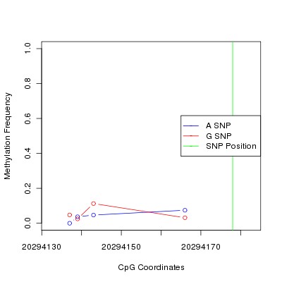 Allele Specific Methylation Frequency Diagram for chr20 20294178 SNP.