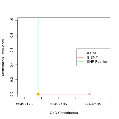 Allele Specific Methylation Frequency Diagram for chr20 22497179 SNP.