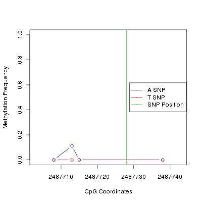 Allele Specific Methylation Frequency Diagram for chr20 2487728 SNP.