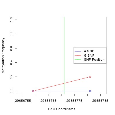 Allele Specific Methylation Frequency Diagram for chr20 29656771 SNP.