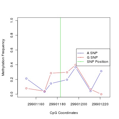 Allele Specific Methylation Frequency Diagram for chr20 29901183 SNP.