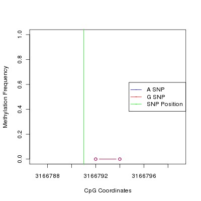 Allele Specific Methylation Frequency Diagram for chr20 3166791 SNP.