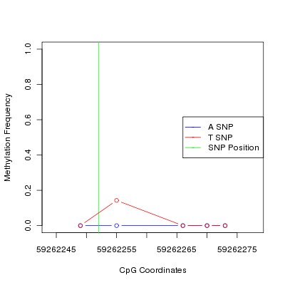 Allele Specific Methylation Frequency Diagram for chr20 59262252 SNP.