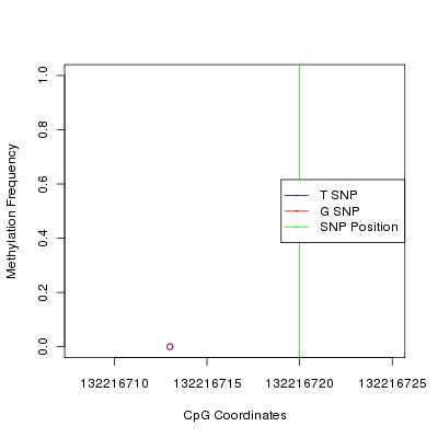 Allele Specific Methylation Frequency Diagram for chr12 132216720 SNP.