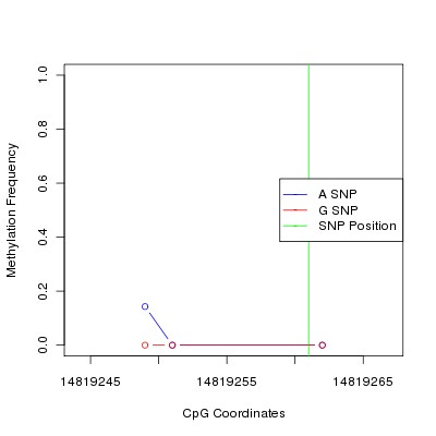 Allele Specific Methylation Frequency Diagram for chr12 14819261 SNP.