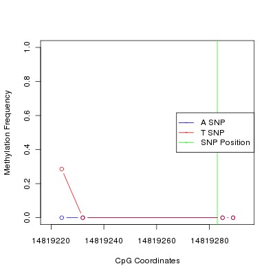 Allele Specific Methylation Frequency Diagram for chr12 14819283 SNP.