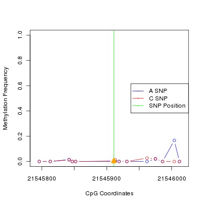 Allele Specific Methylation Frequency Diagram for chr12 21545911 SNP.