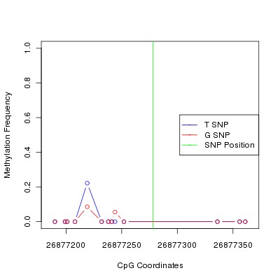 Allele Specific Methylation Frequency Diagram for chr12 26877278 SNP.