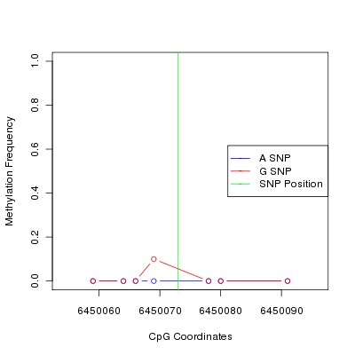 Allele Specific Methylation Frequency Diagram for chr12 6450073 SNP.