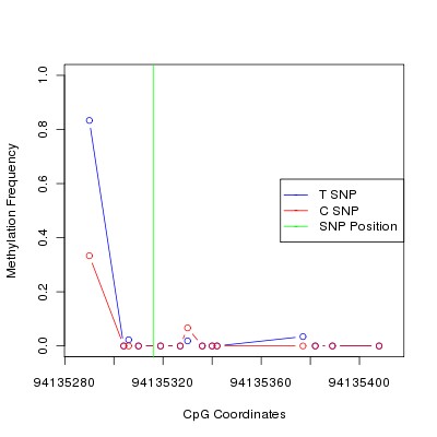 Allele Specific Methylation Frequency Diagram for chr12 94135316 SNP.