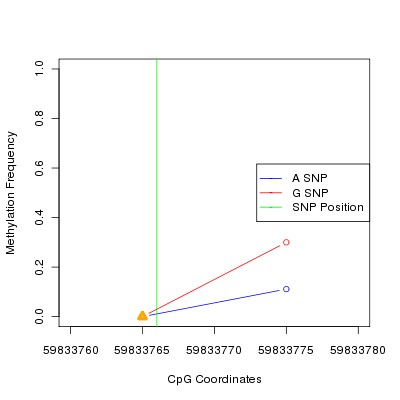 Allele Specific Methylation Frequency Diagram for chr19 59833766 SNP.