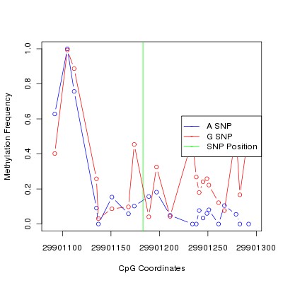 Allele Specific Methylation Frequency Diagram for chr20 29901183 SNP.