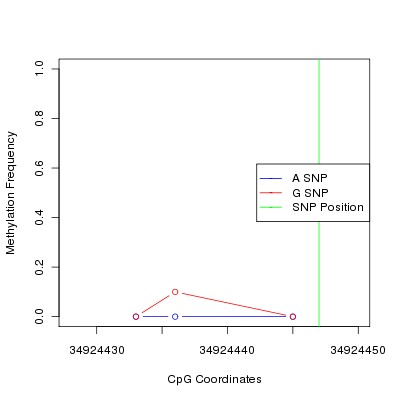 Allele Specific Methylation Frequency Diagram for chr20 34924447 SNP.