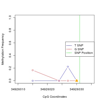 Allele Specific Methylation Frequency Diagram for chr20 34926031 SNP.