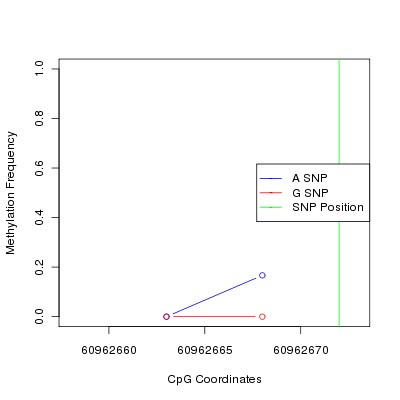 Allele Specific Methylation Frequency Diagram for chr20 60962672 SNP.