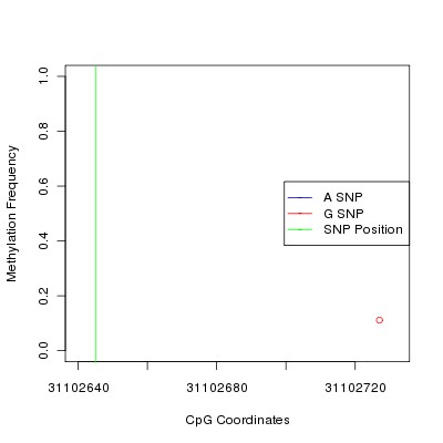 Allele Specific Methylation Frequency Diagram for chr22 31102645 SNP.