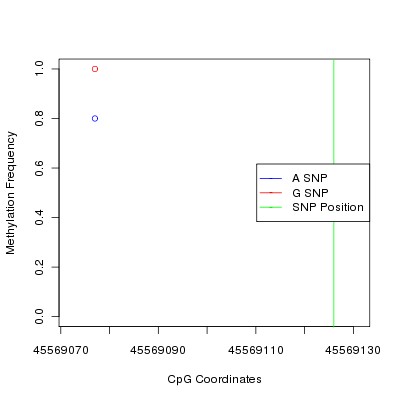 Allele Specific Methylation Frequency Diagram for chr3 45569126 SNP.