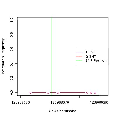 Allele Specific Methylation Frequency Diagram for chr4 123968066 SNP.