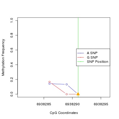 Allele Specific Methylation Frequency Diagram for chr8 6938291 SNP.