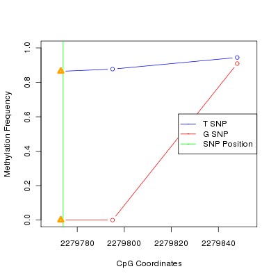 Allele Specific Methylation Frequency Diagram for chr11 2279774 SNP.