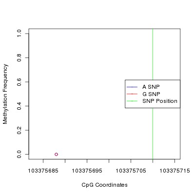 Allele Specific Methylation Frequency Diagram for chr12 103375710 SNP.