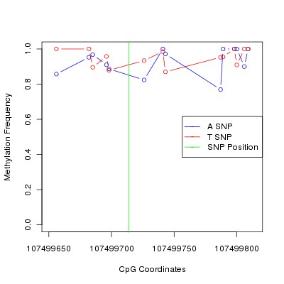 Allele Specific Methylation Frequency Diagram for chr12 107499714 SNP.