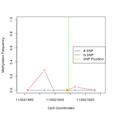 Allele Specific Methylation Frequency Diagram for chr12 110521909 SNP.