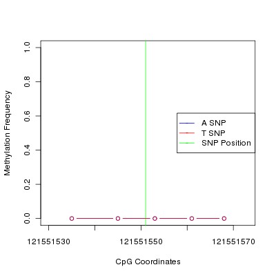 Allele Specific Methylation Frequency Diagram for chr12 121551551 SNP.