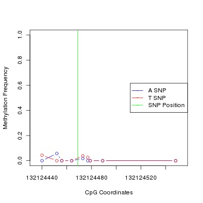 Allele Specific Methylation Frequency Diagram for chr12 132124469 SNP.