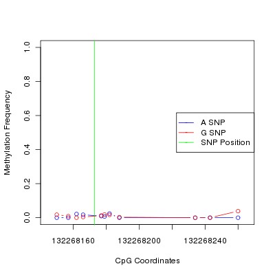 Allele Specific Methylation Frequency Diagram for chr12 132268173 SNP.