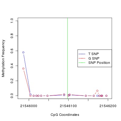 Allele Specific Methylation Frequency Diagram for chr12 21546098 SNP.