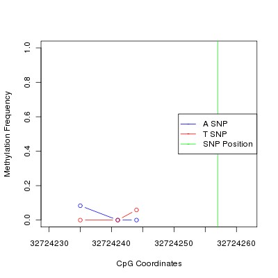Allele Specific Methylation Frequency Diagram for chr12 32724257 SNP.