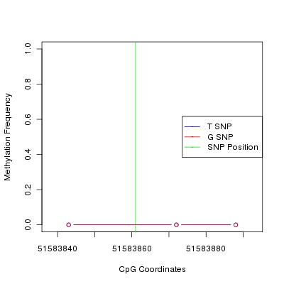 Allele Specific Methylation Frequency Diagram for chr12 51583861 SNP.