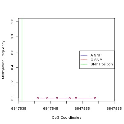 Allele Specific Methylation Frequency Diagram for chr12 6847536 SNP.