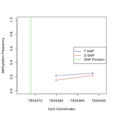 Allele Specific Methylation Frequency Diagram for chr12 7834368 SNP.