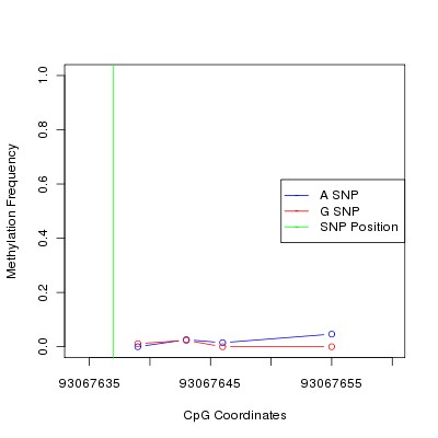 Allele Specific Methylation Frequency Diagram for chr12 93067637 SNP.