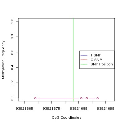 Allele Specific Methylation Frequency Diagram for chr12 93921683 SNP.