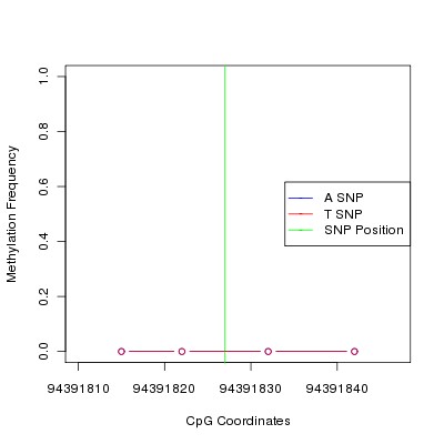 Allele Specific Methylation Frequency Diagram for chr12 94391827 SNP.