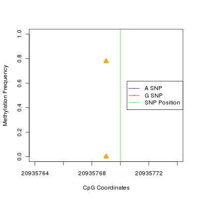 Allele Specific Methylation Frequency Diagram for chr19 20935770 SNP.