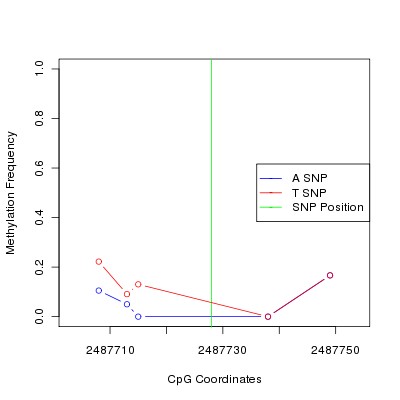 Allele Specific Methylation Frequency Diagram for chr20 2487728 SNP.